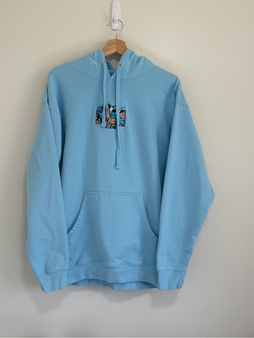 Gilgamesh Pokémon Squirtle Squad Hoodie Size L Baby Blue Embroidered Pullover